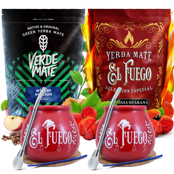 Yerba Mate Set de invierno PARA DOS Calabaza Bombilla 1000g