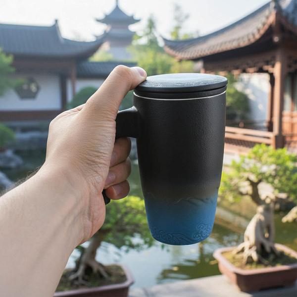 Taza de cerámica con tapa e infusor Mystea 300 ml