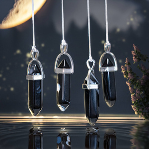 Colgante con ágata negra en bolsa + cadena