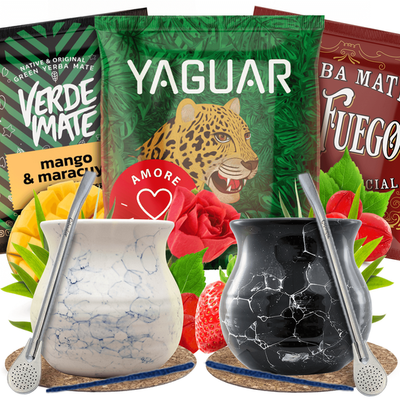 Yerba Mate Set calabaza + bombilla para dos