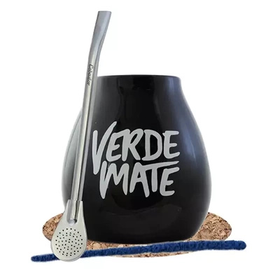 Juego de calabaza negra Verde Mate + bombilla