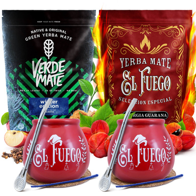 Yerba Mate Set de invierno PARA DOS Calabaza Bombilla 1000g