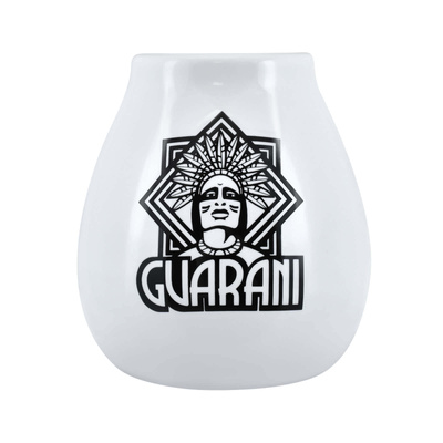 Calabaza de cerámica con logo "Guarani" - 350 ml - blanca