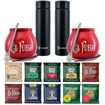 Yerba Mate Termo Bombilla Set para Dos 500g