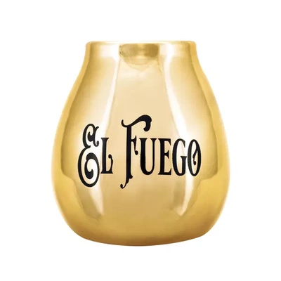 Calabaza de cerámica con logotipo El Fuego (dorado) 350 ml