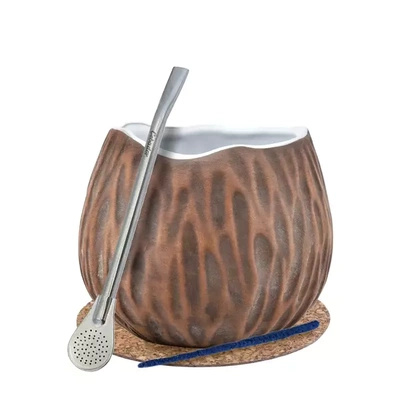 Yerba Mate Matero Set Coco Bombilla Calabaza