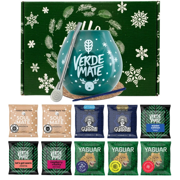Set de regalo de invierno Yerba Mate 10x50g Calabaza + Bombilla