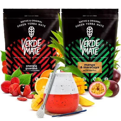 Verde Mate juego yerba mate cerámica calabaza bombilla