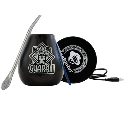 Set de Accesorios de Yerba Mate: calentador USB para taza + Calabaza + Bombilla