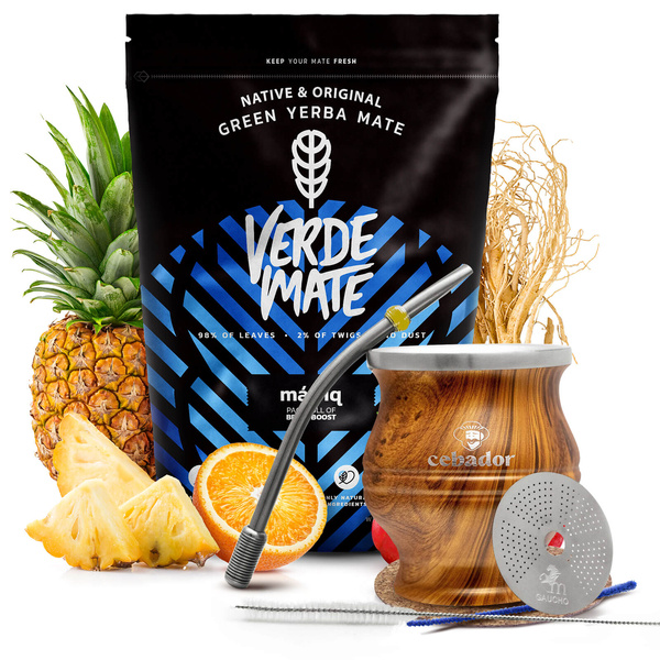 Juego de Yerba Verde Mate Mas IQ 0,5kg + TermoColador