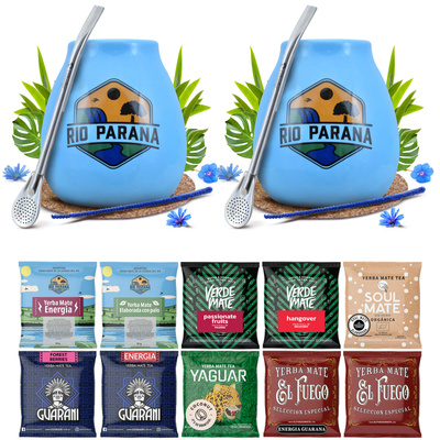 Yerba Mate Set PARA DOS Calabaza Bombilla