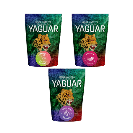 Yerba Mate Yaguar varios sabores con frutas 3 x 500 g