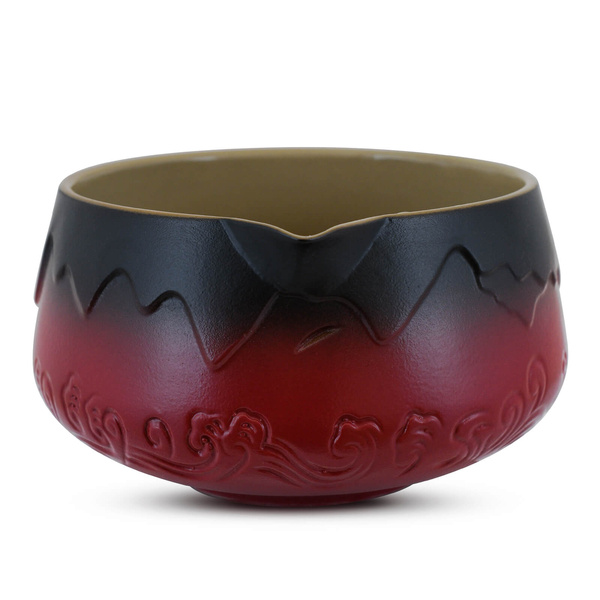 Matchawan – Cuenco de cerámica para Matcha con pico – Mountain (rojo)