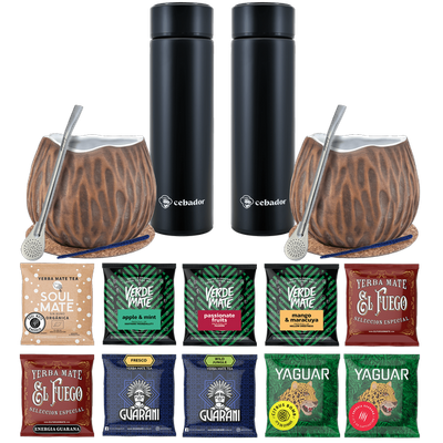 Yerba Mate Termo Bombilla Set para Dos 500g