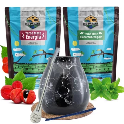 Set de Yerba Mate Rio Parana Energia Elaborada 1kg