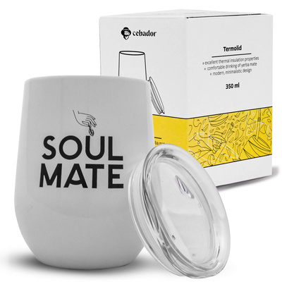 TermoLid – mate térmico para yerba mate con tapa – Soul Mate (blanco) – 350 ml