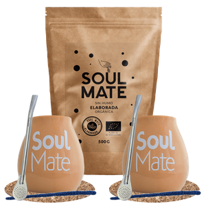 Yerba Mate Soul Mate Orgánica 500g + Accesorios - Set para parejas 