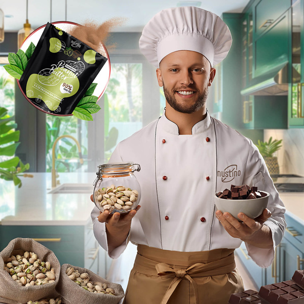 Nustino – Mantequilla de cacahuete en polvo – Pistachio & Chocolate (sin azúcar añadido) 400 g