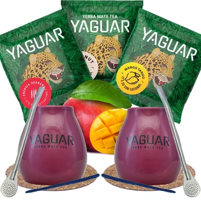 Yerba Mate Calabash Yaguar PREMIUM set para dos