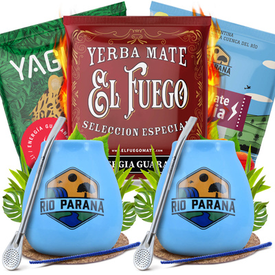 Yerba Mate Energia Set PARA DOS Calabaza Bombilla
