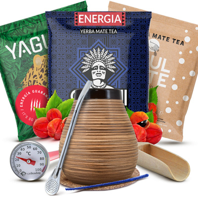 Set de Yerba Mate: muestras 3x50g + mate Miel + bombilla