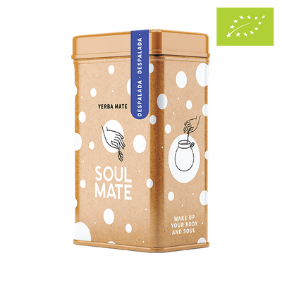 Yerbera – Lata metálica + Soul Mate Orgánica Despalada 0,5 kg
