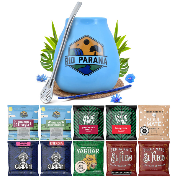 Yerba Mate 10x50g 500g set de muestras + accesorios