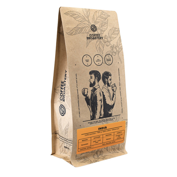 Bro Coffee Roastery - Café arábica en grano India Karnataka Premium 400 g