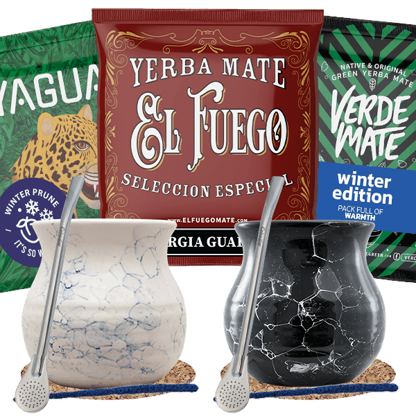 Yerba Mate Set calabaza + bombilla para dos