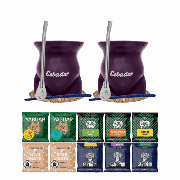 Set de Yerba Mate 10x50g 2x Calabaza + 2x Bombilla