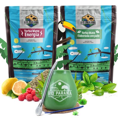Juego de Yerba Mate Rio Parana Energia Elaborada 2x500g + accesorios