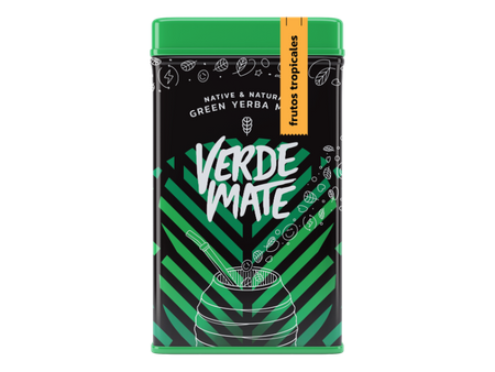Yerbera – Lata metálica + Verde Mate Green Frutos Tropicales 0,5 kg