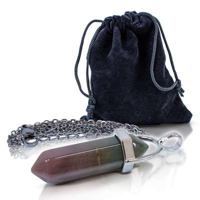 Colgante con ágata india en bolsa + cadena
