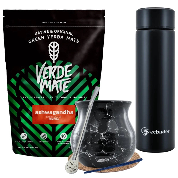 Yerba Verde Mate Ashwagandha 500g termo set