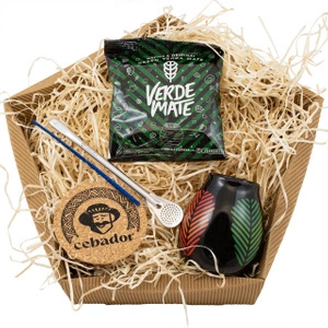 Set de regalo de Yerba Mate: Verde Mate Frutos Tropicales 50g + Calabaza + Bombilla