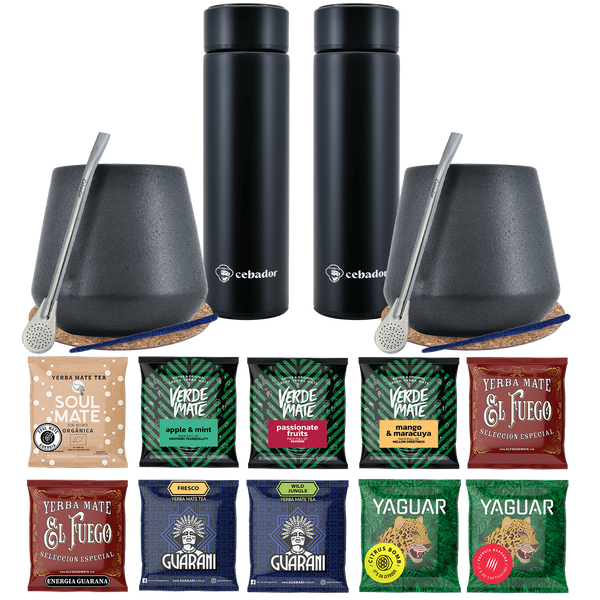 Yerba Mate Termo Bombilla Set para Dos 500g