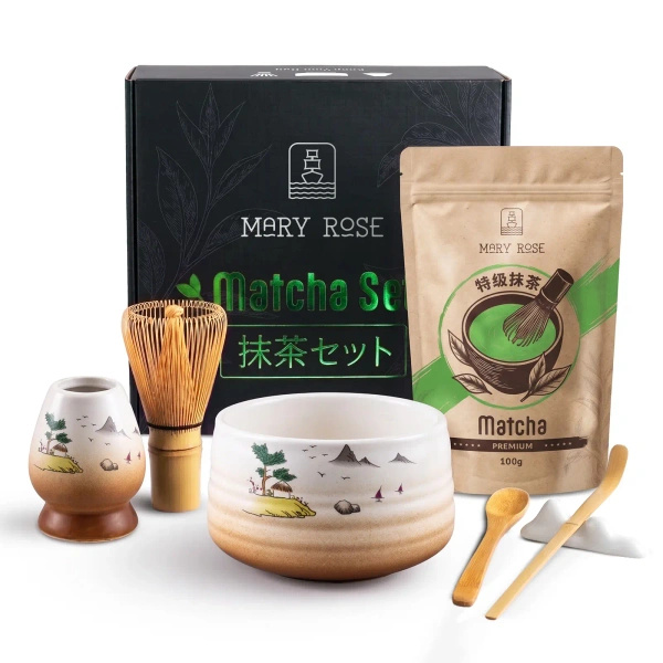 Set de regalo: matcha premium + matchawan + accesorios de bambú