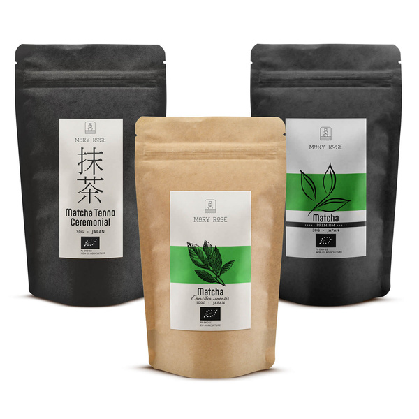 Set de 3 tés matcha ecológicos de Japón: ceremonial + premium + culinario