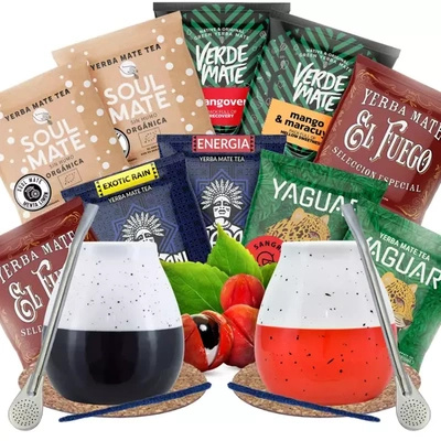 Yerba Mate set para dos Bombilla Matero 500g