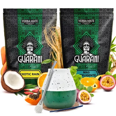 Guarani juego yerba mate cerámica calabaza bombilla