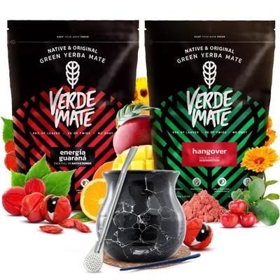 Verde Mate juego yerba mate cerámica calabaza bombilla