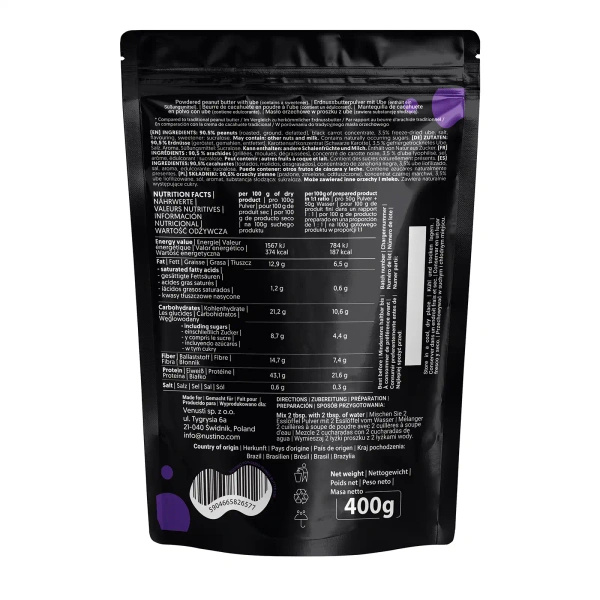 Nustino – Mantequilla de cacahuete en polvo – Ube (sin azúcar añadido) 400 g