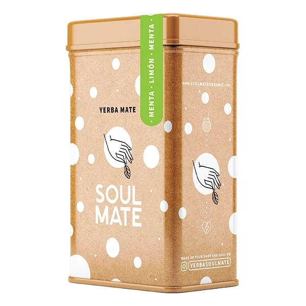 Yerbera – Lata metálica + Soul Mate Orgánica Menta Limon 0,5 kg