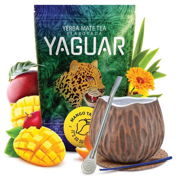 Set de Yerba Mate Yaguar 500g 0,5kg Calabaza + Bombilla