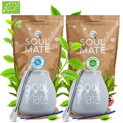 Yerba Mate Soul Mate Despalada 500g + Soul Mate Organica 500g - Set de Principiantes para dos
