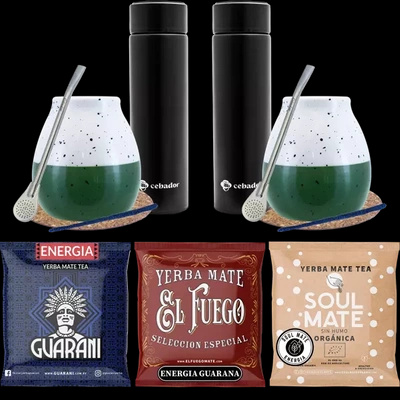 Yerba Mate starter kit Termo 3x50g para pareja
