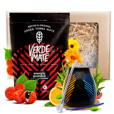 Set de regalo de Yerba Mate Verde Mate 400g 0,4kg Calabaza + Bombilla