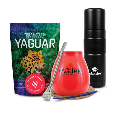 Set de Yerba Mate Yaguar 500g 0,5kg Yerbomos XL + Calabaza + Bombilla