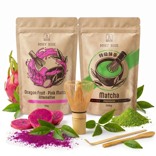 Set para Matcha Latte colorido: Matcha + Pink Matcha + accesorios