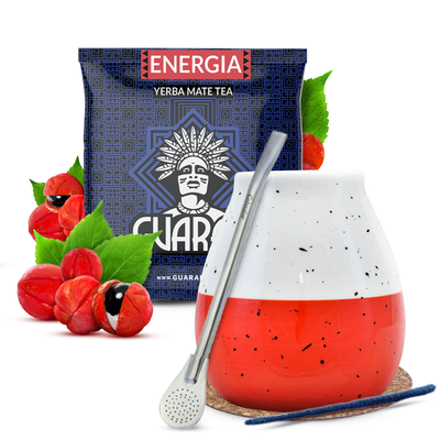 Guarani juego yerba mate cerámica calabaza bombilla